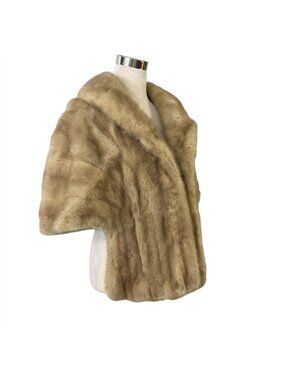 Mink Stole Blonde Fur One Size Collar Pockets Vintage 1950s Cikra Furs